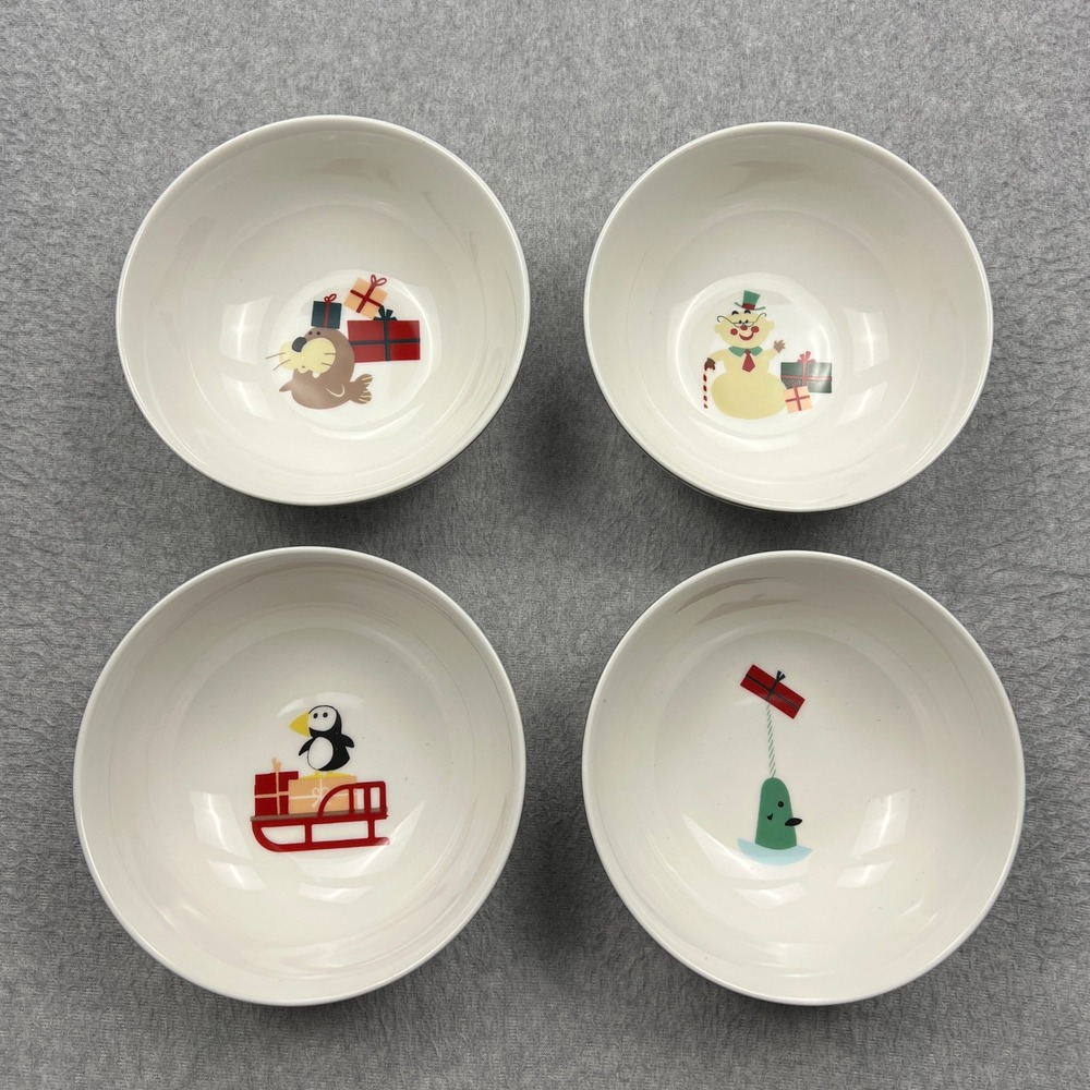 NEW Williams Sonoma Elf Movie Cereal Bowls Multicolor Print Set of 4 Christmas